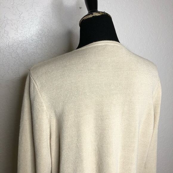 J Crew cream linen blend long open front cardigan sweater size Medium - Picture 9 of 12